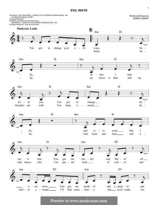 Evil Ways (Santana) von S. Henry - Noten auf MusicaNeo