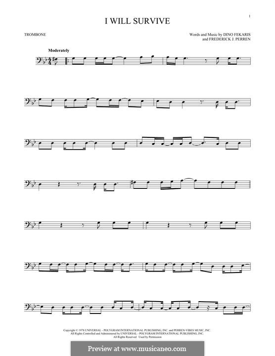 I Will Survive (Gloria Gaynor): For trombone by Dino Fekaris, Freddie Perren