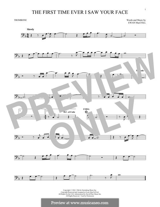 The First Time Ever I Saw Your Face: For trombone by Ewan MacColl