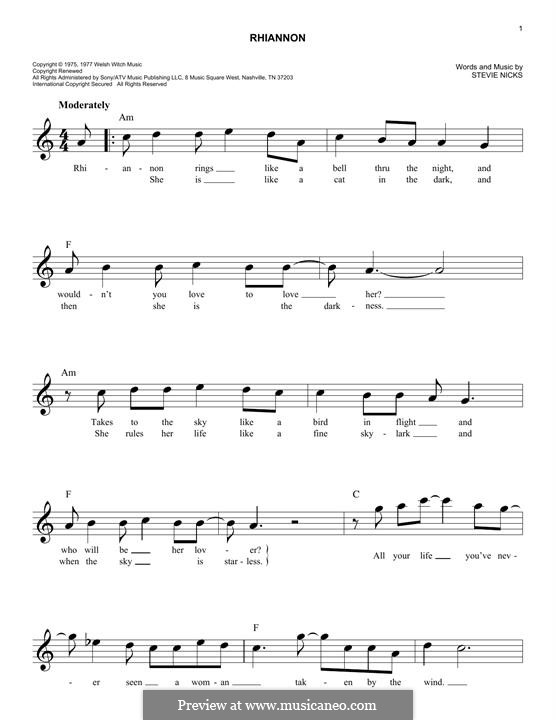 Rhiannon (Fleetwood Mac): Melodische Linie by Stevie Nicks