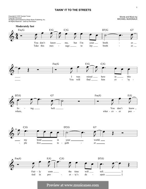 Takin' It to the Streets: Melodische Linie by Michael McDonald