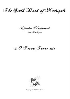 Heft 6 (für fünf Stimmen), SV 107-116: No.02 O Teseo, Teseo mio. Arrangement for quintet instruments by Claudio Monteverdi