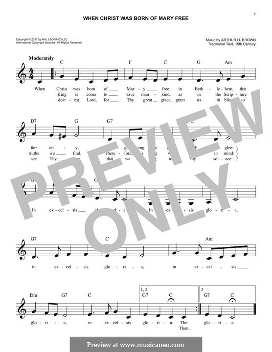 When Christ Was Born of Mary Free: Melodische Linie by Arthur Henry Brown
