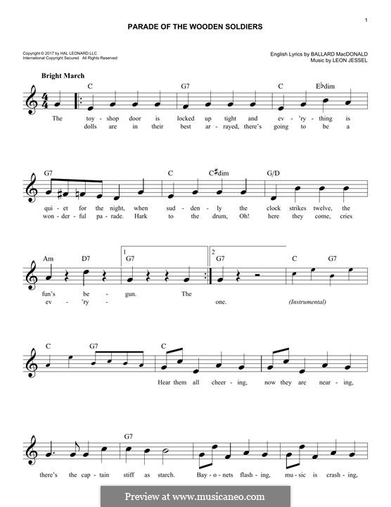 Parade of the Wooden Soldiers: Melodische Linie by Leon Jessel