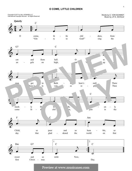 O Come, Little Children: Melodische Linie by Johann Abraham Schulz