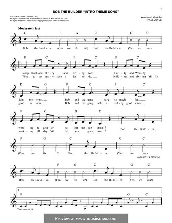 Bob the Builder Intro Theme Song: Melodische Linie by Paul Joyce