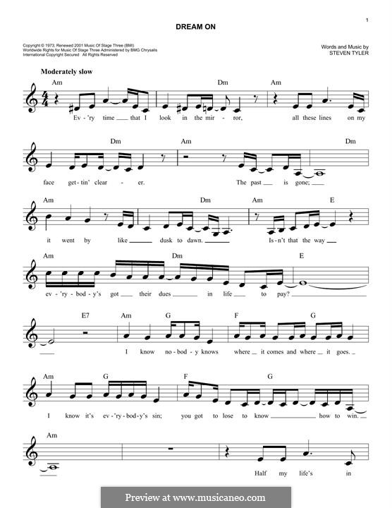 Dream On (Aerosmith): Melodische Linie by Steven Tyler