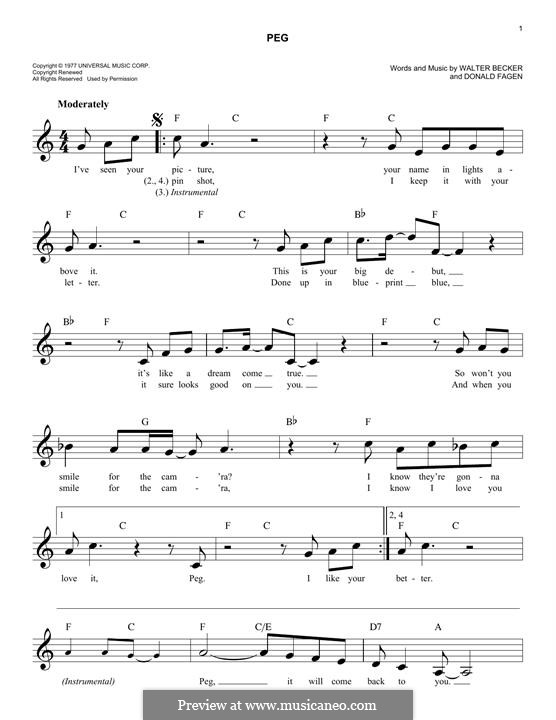 Peg (Steely Dan): Melodische Linie by Donald Fagen, Walter Becker