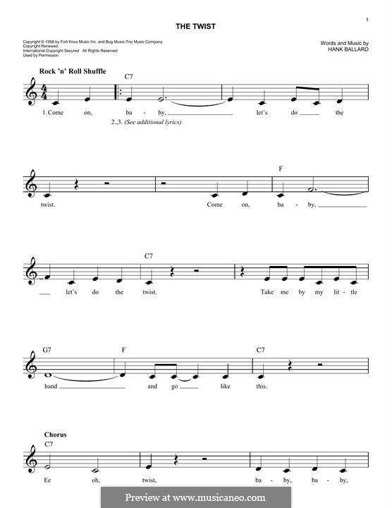 The Twist (Chubby Checker): Melodische Linie by Hank Ballard