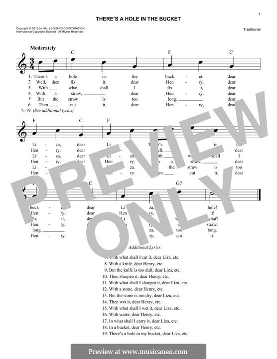 There's a Hole in My Bucket von folklore Noten auf MusicaNeo
