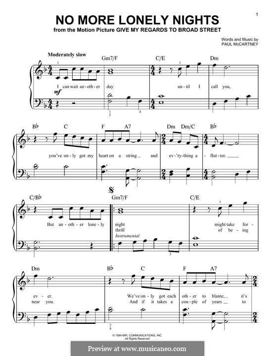 No More Lonely Nights: Für Klavier by Paul McCartney