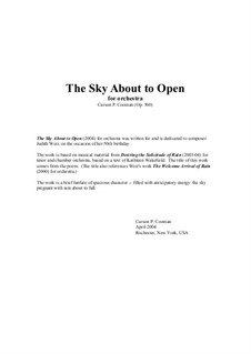 The Sky About to Open for orchestra: Score only by Carson Cooman