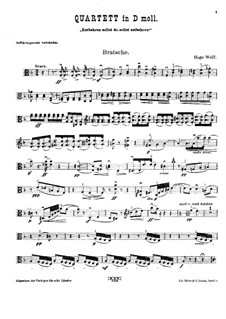 Streichquartett 'Entbehren sollst du, sollst entbehren': Violastimme by Hugo Wolf