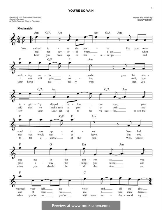 You're So Vain: Melodische Linie by Carly Simon