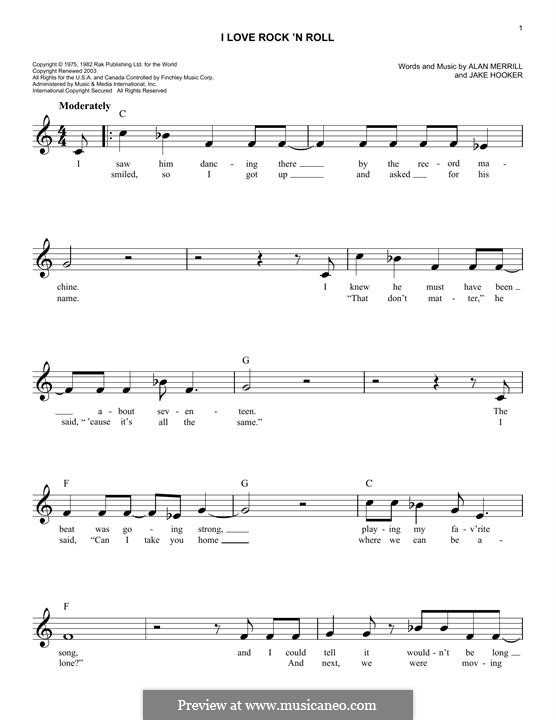 I Love Rock 'n Roll: Melodische Linie by Alan Merrill, Jake Hooker