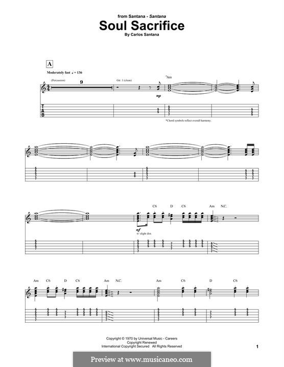 Soul Sacrifice (Santana): Für Gitarre mit Tabulatur by Carlos Santana