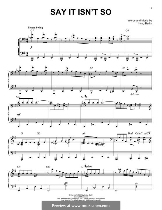Say it isn't So: Für Klavier (jazz version) by Irving Berlin