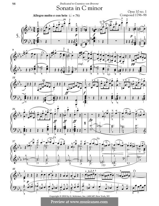 Sonate für Klavier Nr.5, Op.10 No.1: Für einen Interpreten by Ludwig van Beethoven