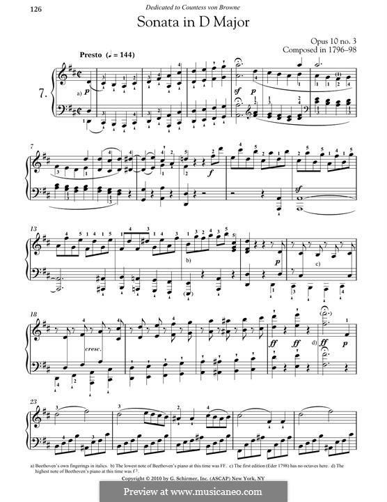 Sonate für Klavier Nr.7, Op.10 No.3: Für einen Interpreten by Ludwig van Beethoven