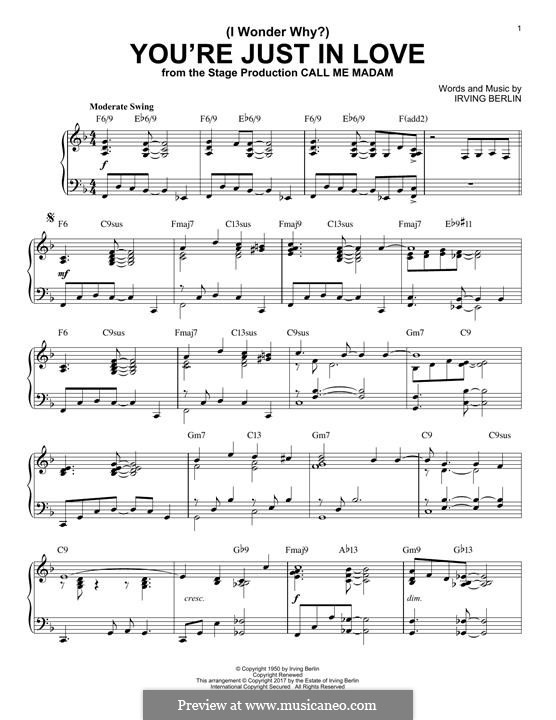 (I Wonder Why?) You're Just in Love: Für Klavier (jazz version) by Irving Berlin