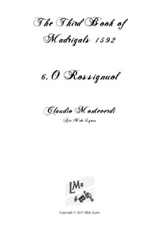 Heft 3 (für fünf Stimmen), SV 60–74: No.06 O Rossignuol. Arrangement for quintet instruments by Claudio Monteverdi