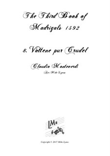 Heft 3 (für fünf Stimmen), SV 60–74: No.08 Vattene pur crudel. Arrangement for quintet instruments by Claudio Monteverdi