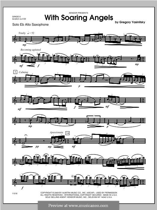 With Soaring Angels: Für Altsaxophon by Gregory Yasinitsky