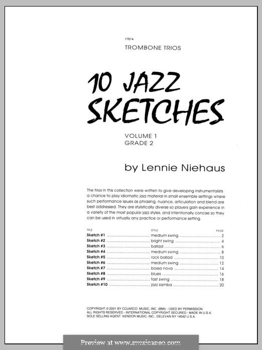 10 Jazz Sketches: Volume 1 (trombone) by Lennie Niehaus