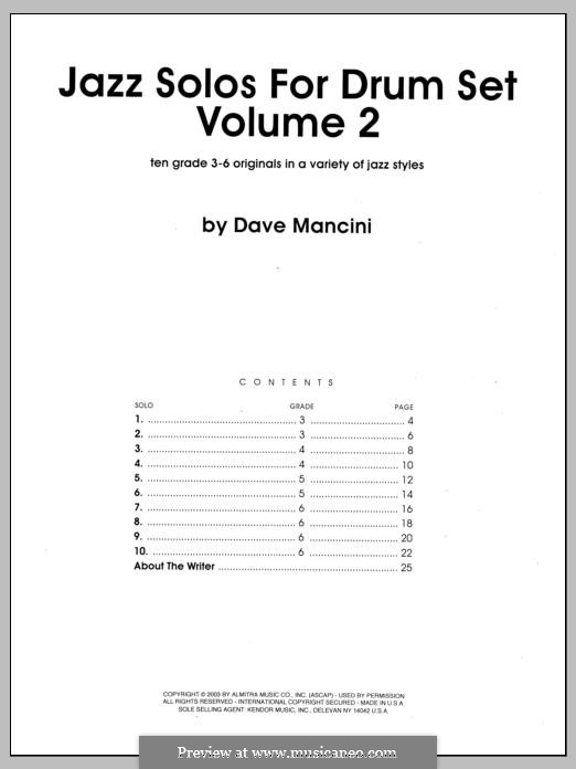 Jazz Solos for Drum Set, Volume 2: Jazz Solos for Drum Set, Volume 2 by Dave Mancini