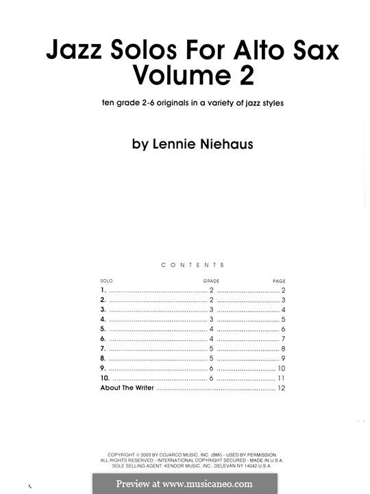 Jazz Solos, Volume 2: For alto sax by Lennie Niehaus