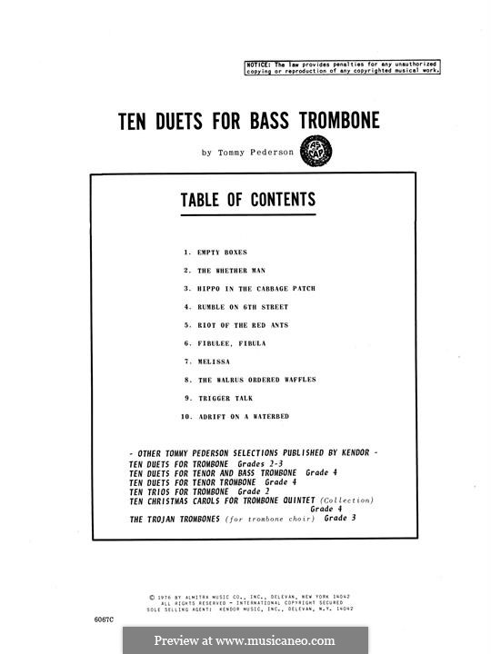 Ten Duets: For bass trombone by Tommy Pedersen