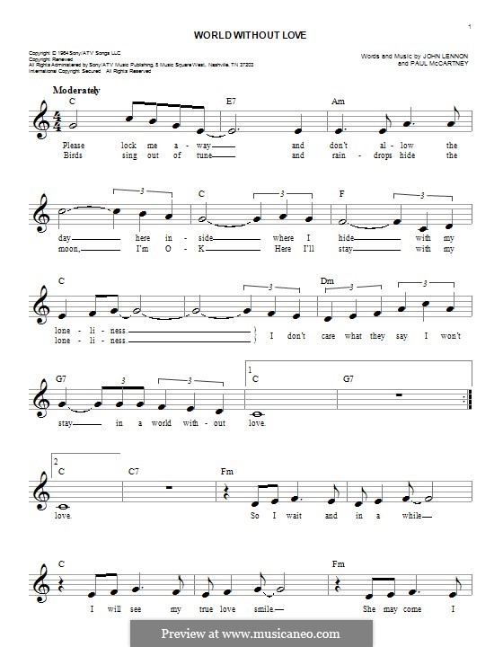 World without Love (The Beatles): Melodische Linie by John Lennon, Paul McCartney