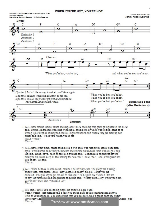 When You're Hot, You're Hot: Melodische Linie by Jerry Reed