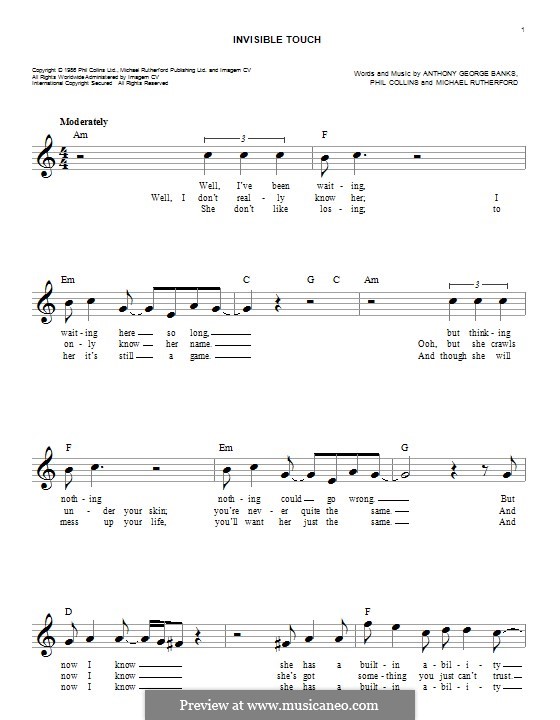 Invisible Touch (Genesis): Melodische Linie by Tony Banks, Mike Rutherford, Phil Collins