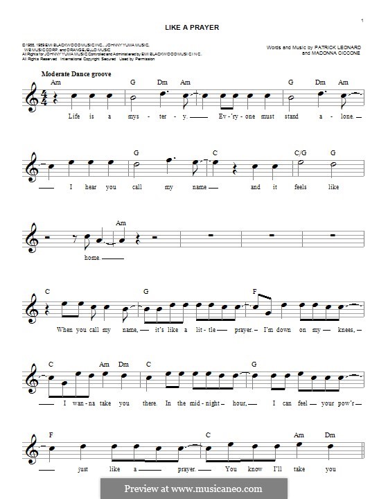 Like a Prayer: Melodische Linie by Madonna, Patrick Leonard