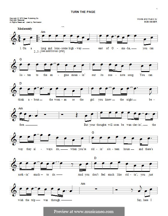 Turn the Page: Melodische Linie by Bob Seger