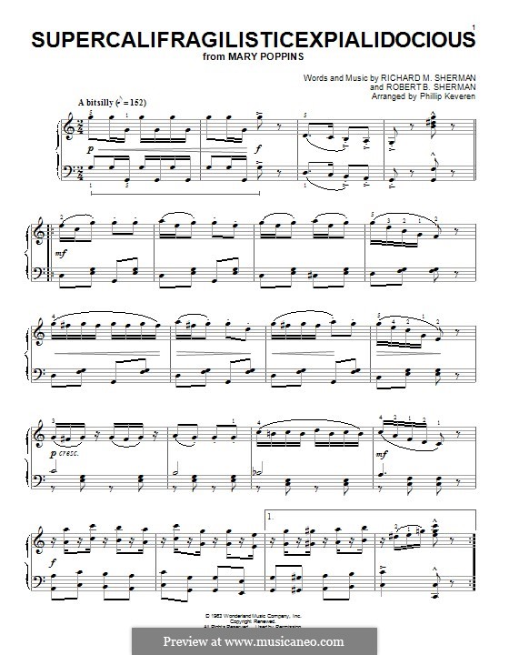 Supercalifragilisticexpialidocious (from Mary Poppins), for Piano: Für einen Interpreten by Richard M. Sherman, Robert B. Sherman