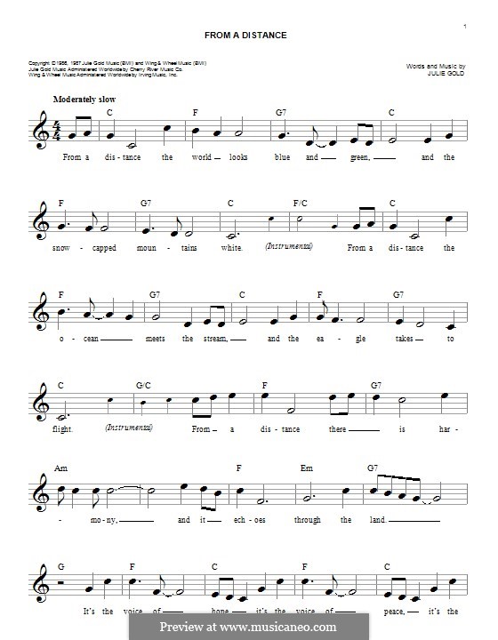 From a Distance: Melodische Linie by Julie Gold