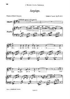 Zwei Lieder, Op.76: No.2 Arpège, for high voice by Gabriel Fauré
