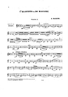 Streichquartett Nr.1 in C-Dur: Violine II, Bratsche- und Cellostimmen by Antonio Bazzini