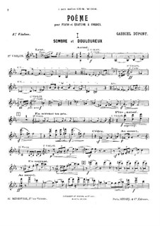 Poem für Klavierquintett: Violinstimme I by Gabriel Dupont