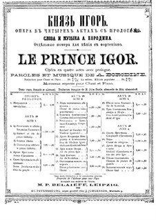 Vollständiger Oper: Klavierauszug mit Singstimmen by Alexander Porfiryevich Borodin