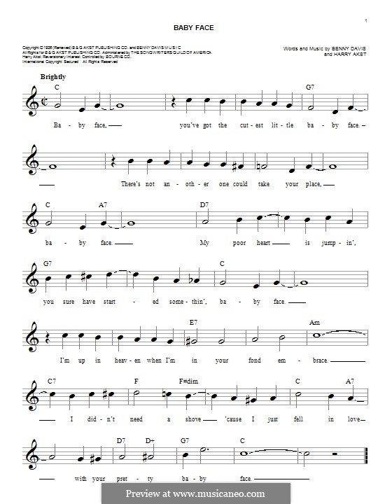 Baby Face: Melodische Linie by Benny Davis