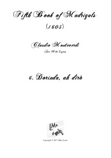 Heft 5 (für fünf Stimmen), SV 94–106: No.06 Dorinda, ah dirò. Arrangement for quintet instruments by Claudio Monteverdi