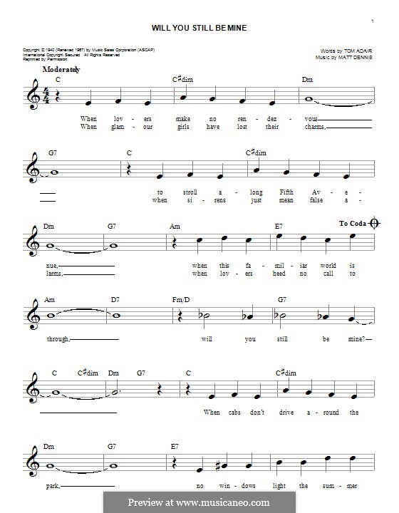 Will You Still Be Mine: Melodische Linie by Matt Dennis