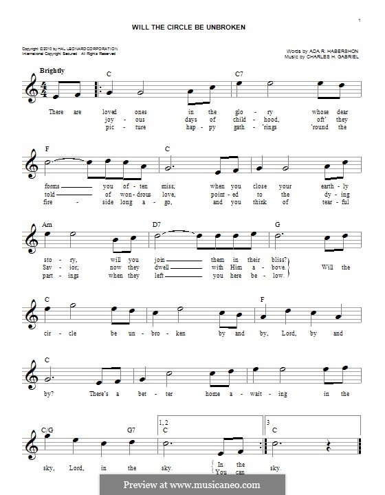 Will the Circle Be Unbroken: Melodische Linie by Charles Hutchinson Gabriel
