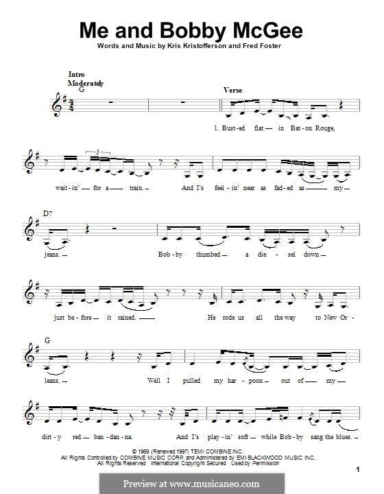 Janis Joplin Me And Bobby Mcgee Text Deutsch Me and Bobby McGee (Janis Joplin) von F. Foster, K. Kristofferson auf