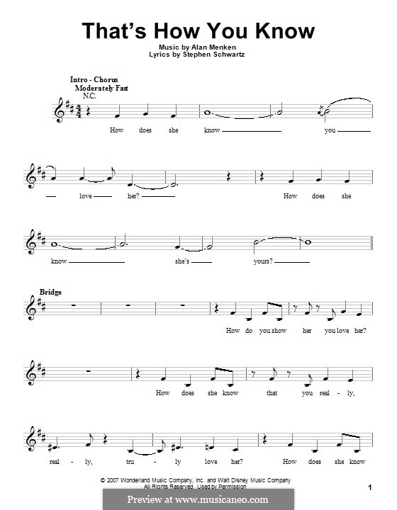 That's How You Know (from Enchanted): Melodische Linie by Alan Menken