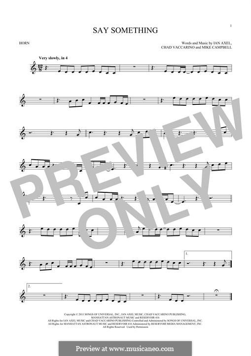 Say Something (A Great Big World): For horn by Ian Axel, Chad Vaccarino