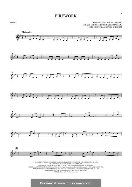 Instrumental version: For horn by Esther Dean, Katy Perry, Mikkel Storleer Eriksen, Sandy Wilhelm, Tor Erik Hermansen